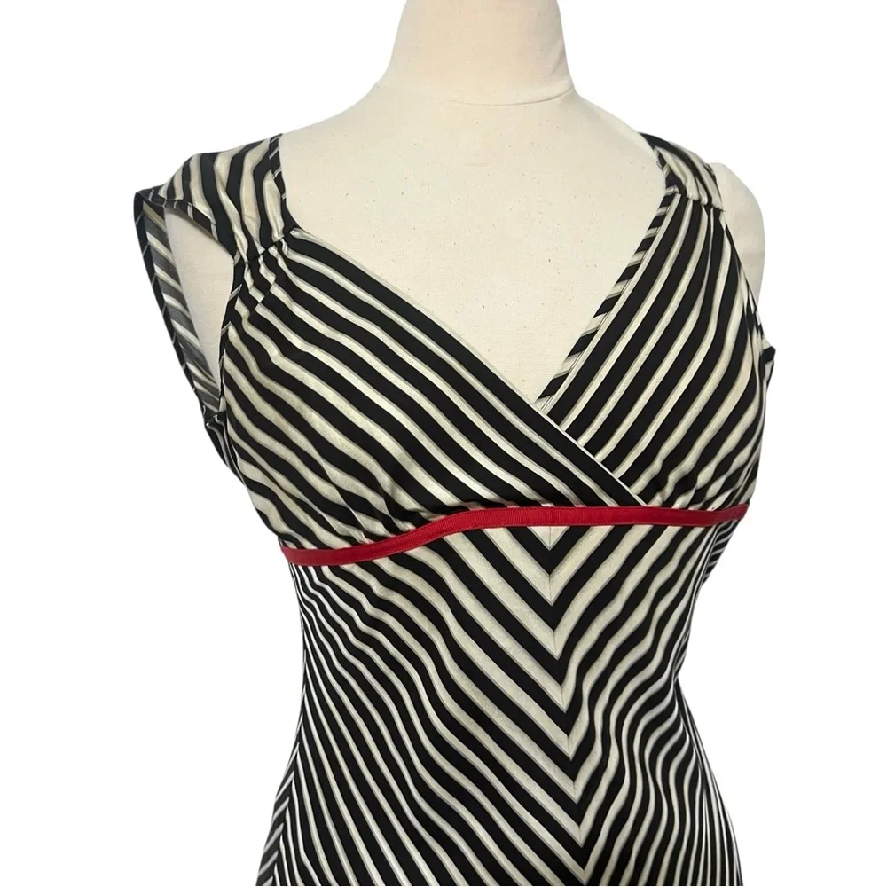 Armani Exchange Striped 100% Silk Dress Size 6 - Picture 6 of 9